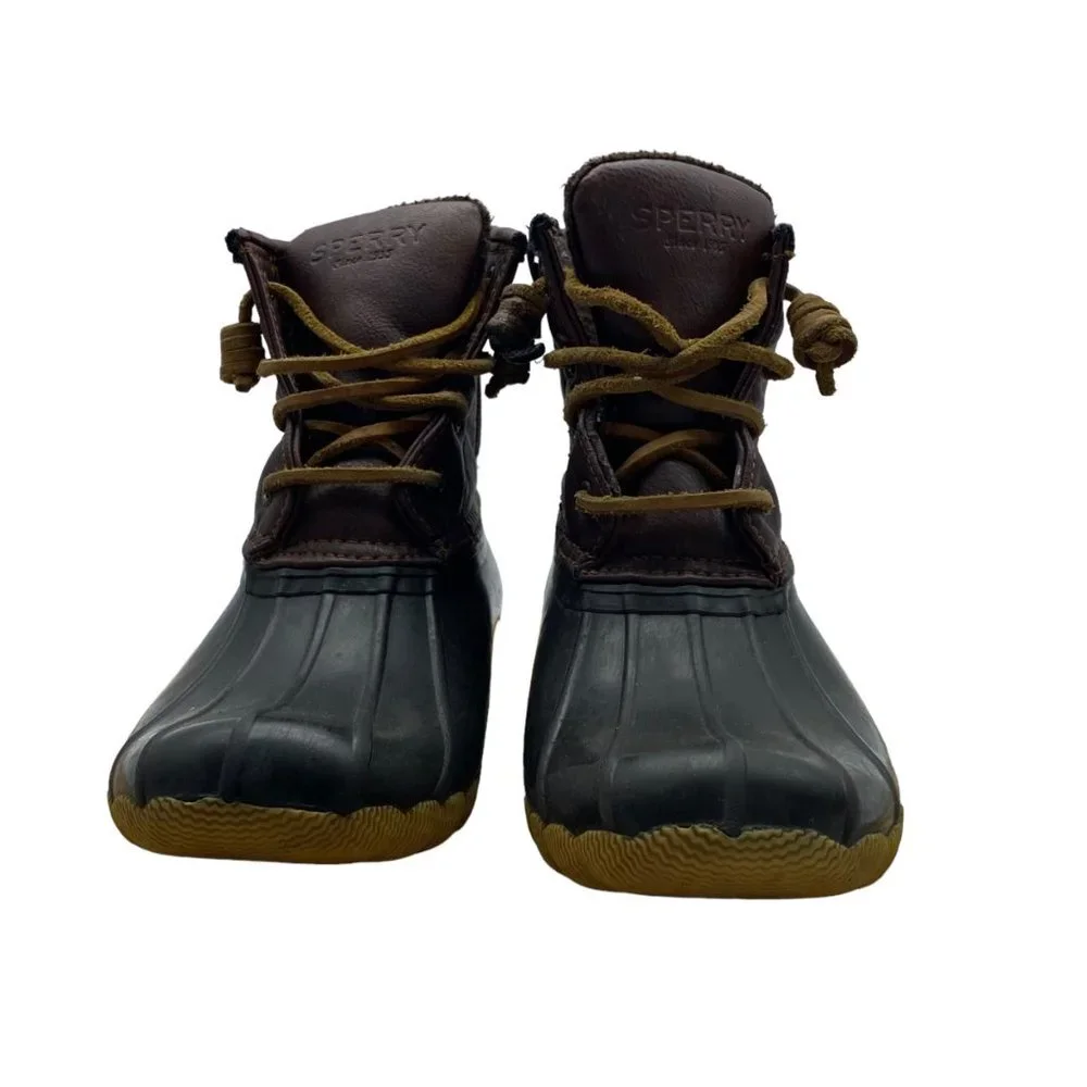 Sperry‎ Kid Size 1 Saltwater Boot Brown Waterproof Rubber Duck Boot
